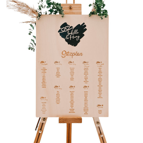 Personalisierter Sitzplan für Hochzeiten